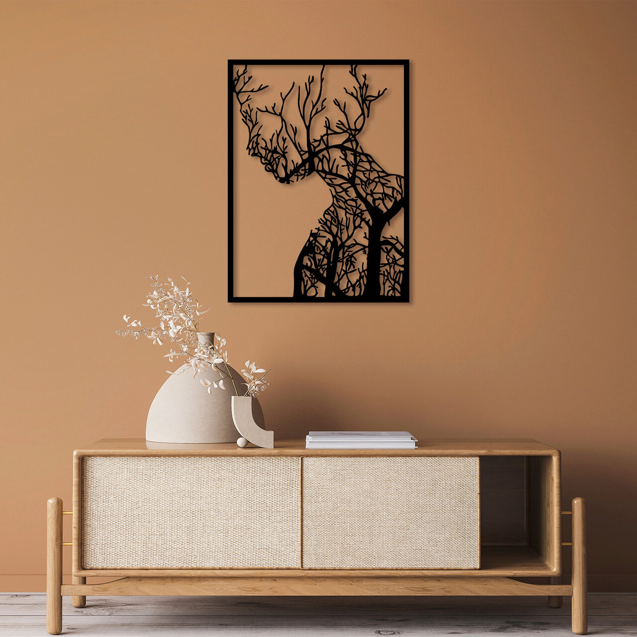 Decoratiune de perete, Tree Woman, Dimensiune: 52 x 70 cm, Negru - imagine 7